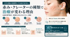 ニキビ跡は全部同じではありません｜赤みとクレーターの違い