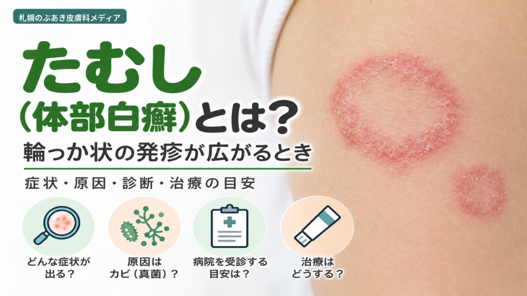 たむし（体部白癬）とは？輪っか状の発疹の症状・原因・診断・治療の目安