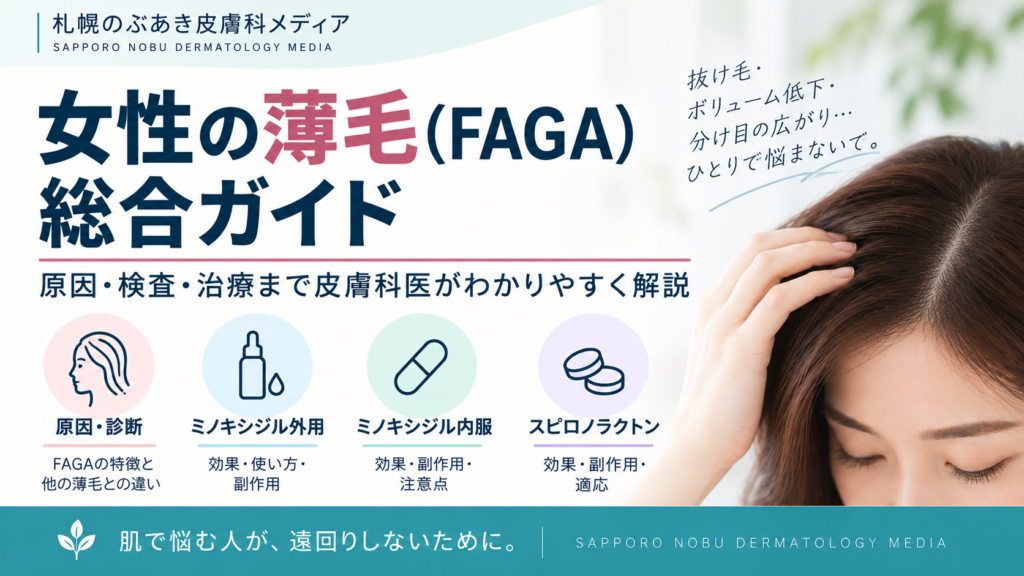 女性の薄毛（FAGA）の原因・検査・治療をまとめた総合ガイドのアイキャッチ画像